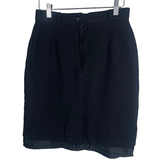 Vintage Linen Skirt Black Lined 11 Mini Pencil Skirts Contemporary Spring Summer - Picture 2 of 10
